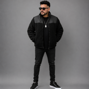 CHAQUETA TEDDY NEGRA