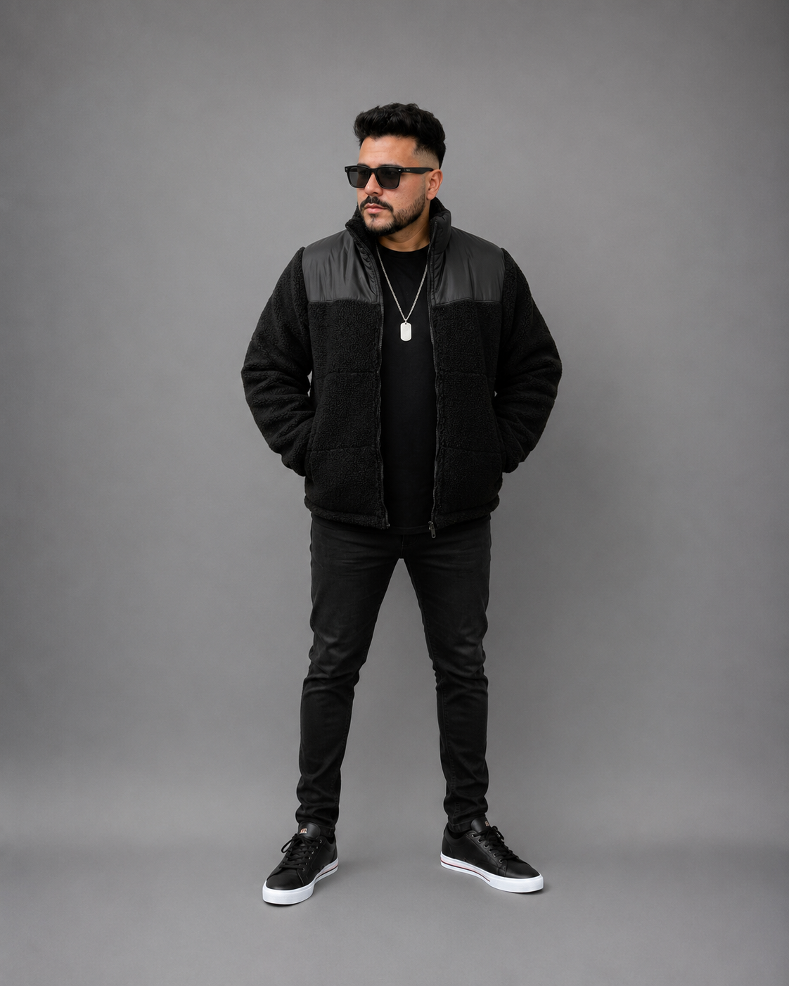 CHAQUETA TEDDY NEGRA